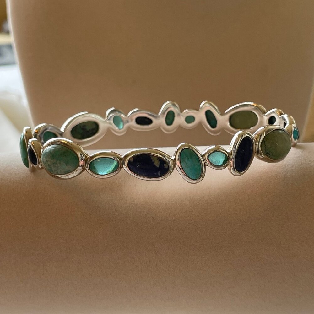 Barse Turquoise, Lapis and Green Glass necklace, bracelet and earrings set - Picture 10 of 16